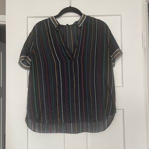 Rag & Bone Sheer Navy Short Sleeve Button Up Shirt